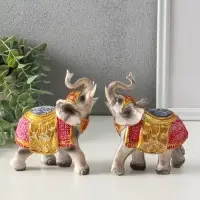 Сувенир полистоун "Два императорских слона в красно-золотой попоне" набор 2 шт 5х11,5х13 см   109152