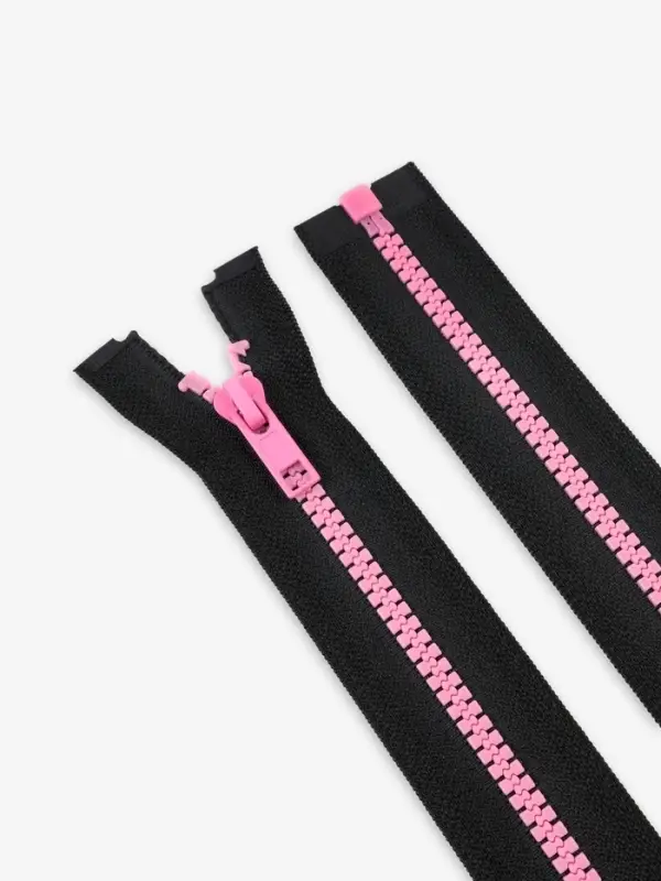 Молния &laquo;Трактор&raquo;, №5, разъёмная, замок автомат, 50 см, чёрная, розовая