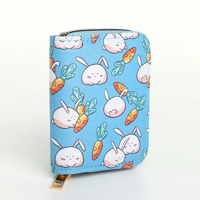 Кошелёк детский &laquo;Кролики&raquo;, на молнии, голубой