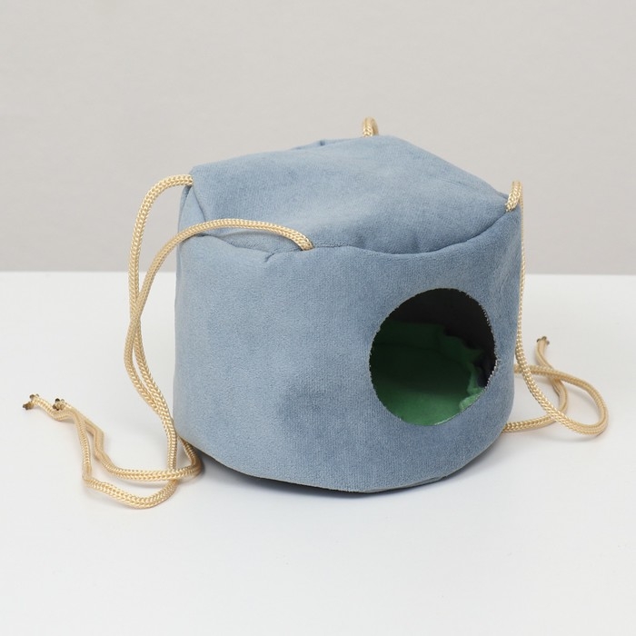 Подвесной дом для грызунов круглый, мебельная ткань, флис, 15 х 10 см, голубой Подвесной дом для грызунов круглый, мебельная ткань, флис, 15 х 10 см, голубой