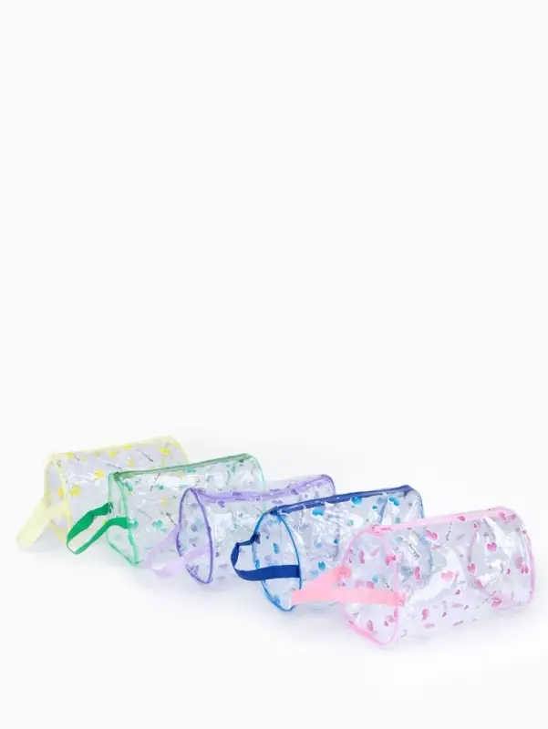 Косметичка - пенал на молнии, с ручкой, с принтом, прозрачная, МИКС