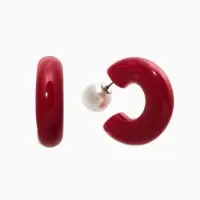 Серьги акрил &laquo;Полукольцо с бусиной №10&raquo;, бордовые