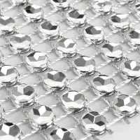 Лента с имитацией страз, 6 см, 9&plusmn;1 м, цвет серебряный