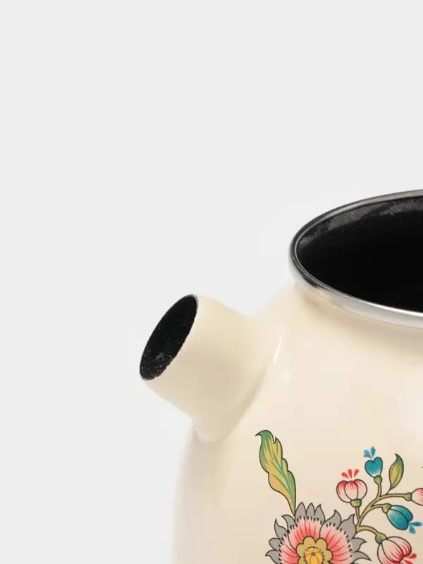 Чайник &laquo;Луговые цветы&raquo;, 3 л, со свистком, индукция, эмалированная сталь, бежевый