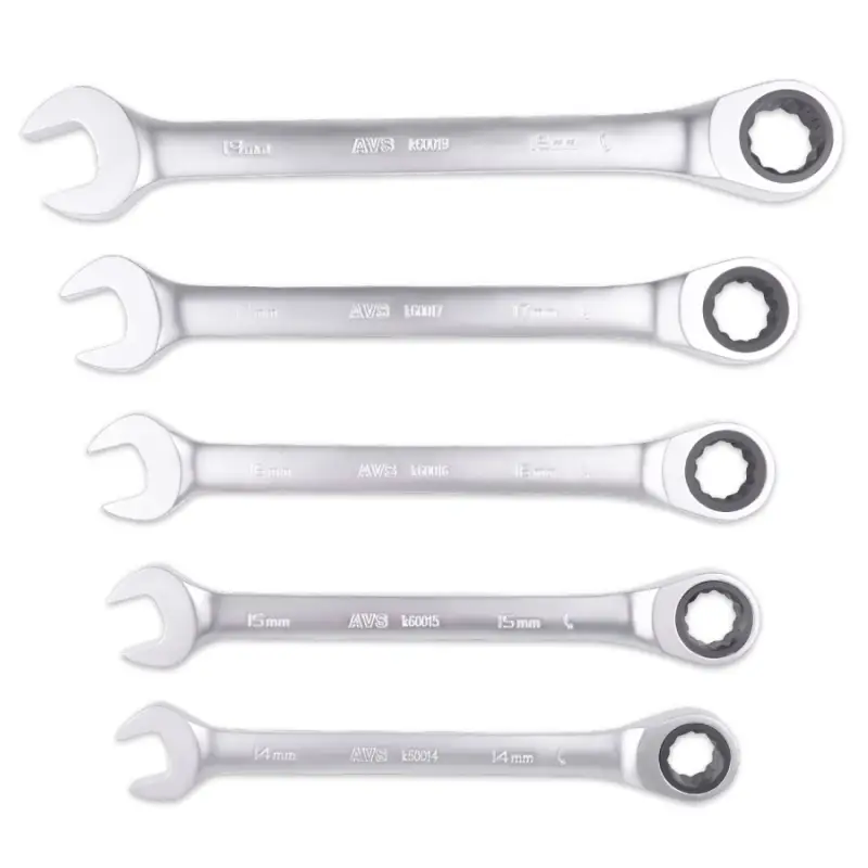 Набор ключей гаечных комбинированных трещоточных в пластике (8-19 мм) (11предметов) AVS K6N11P