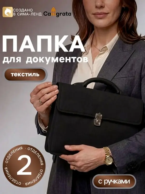 Портфель деловой 350&times;260&times;100 мм, текстильный, 2 отделения, К 1С11 &laquo;Выборг&raquo;, чёрный