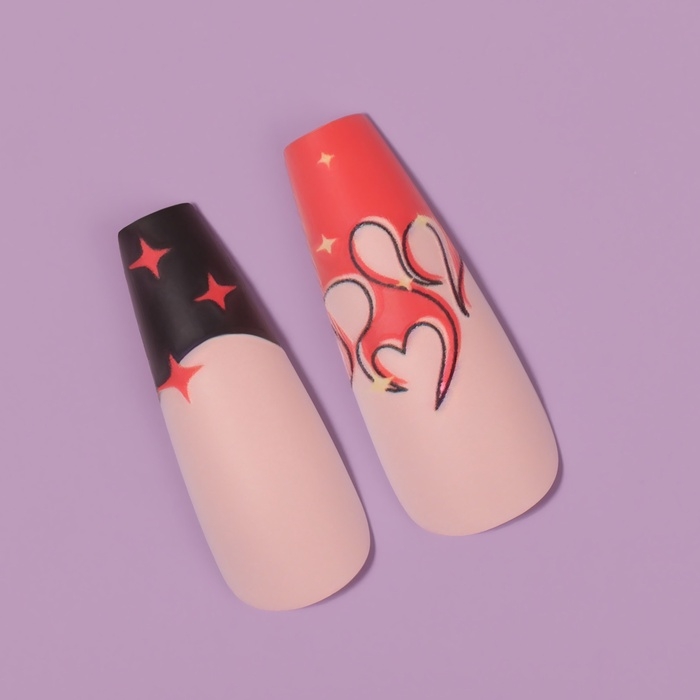 Ногти накладные с кл пластинами 12шт Огонь балерина персик/красн/желт к/кор QF Ногти накладные с кл пластинами 12шт Огонь балерина персик/красн/желт к/кор QF