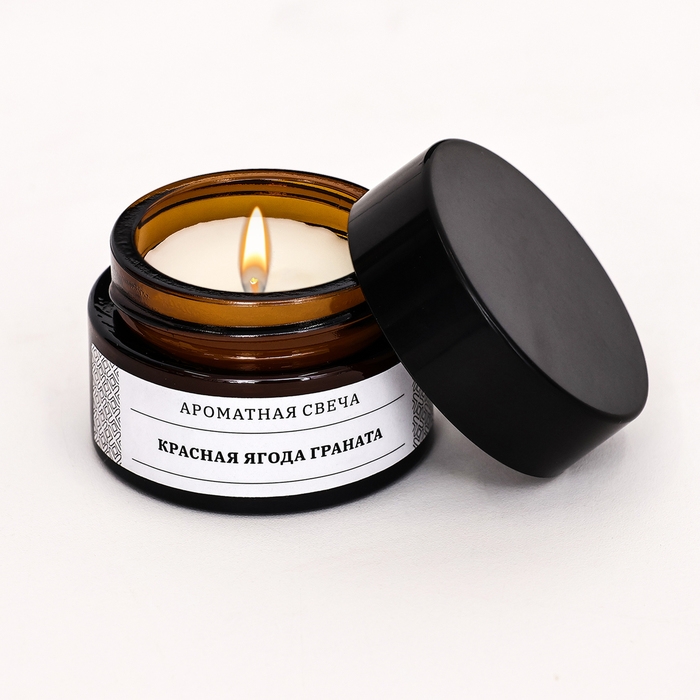 Свеча ароматическая в банке  Свеча ароматическая в банке "Красная ягода граната", соевый воск, 12 г