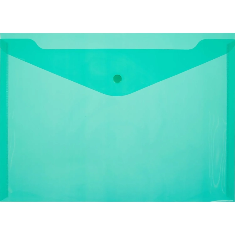 Папка-конверт на кнопке А4 КНК 180 зеленый прз. 10шт/уп