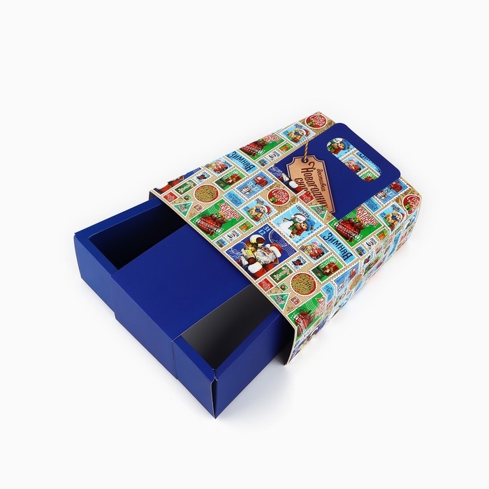 Коробка новогодняя складная с ручками «Новогодняя почта» 23 х 8 х 32 см, Новый год Коробка новогодняя складная с ручками «Новогодняя почта» 23 х 8 х 32 см, Новый год