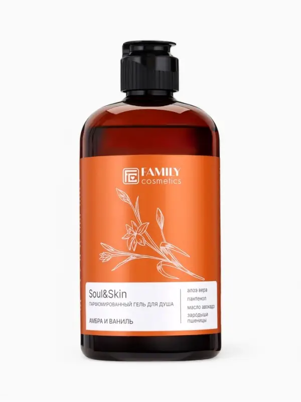 Гель для душа парфюмированный Soul&Skin амбра и ваниль, 470 мл