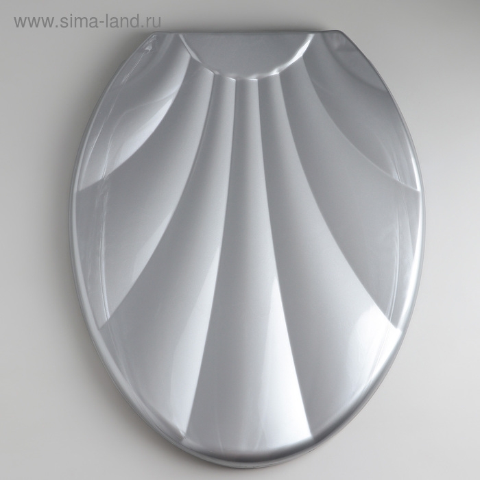 Сиденье для унитаза «Ракушка», 44,5×37 см, с крышкой, серебристый перламутр