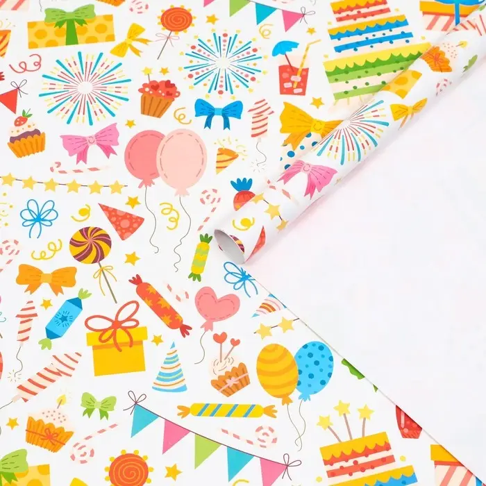 Бумага упаковочная глянцевая "Веселуха", 100 х 70 см