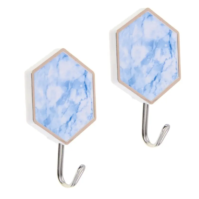 VETTA Крючки самоклеящиеся "Голубой мрамор", 2шт., пластик, металл