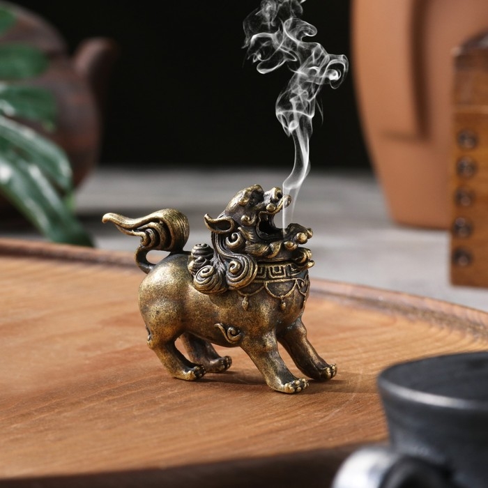Курильница для благовоний конусов  Курильница для благовоний конусов "Лев", 5,5 х 5 см, бронзовый