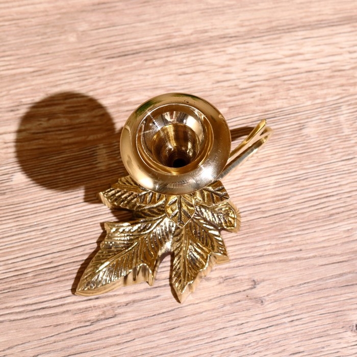 Подсвечник "Листья" латунь 9 см