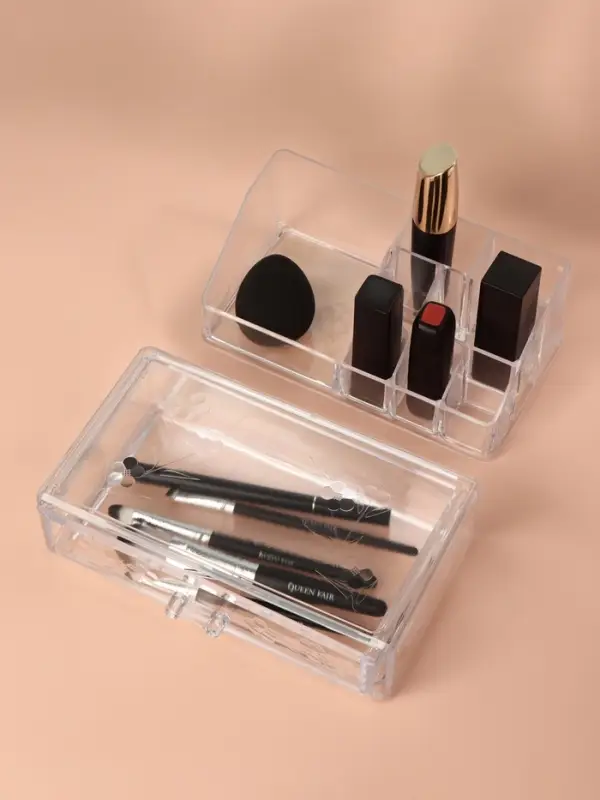 Органайзер для хранения косметики, 9 секций, с выдвижным ящиком, 18.5&times;10&times;11.5 см, прозрачный