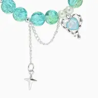 Браслет с подвесками &laquo;Сахарный. Сердце и искра&raquo;, шар № 10/8, d=6 см, зеленый, голубой в серебре