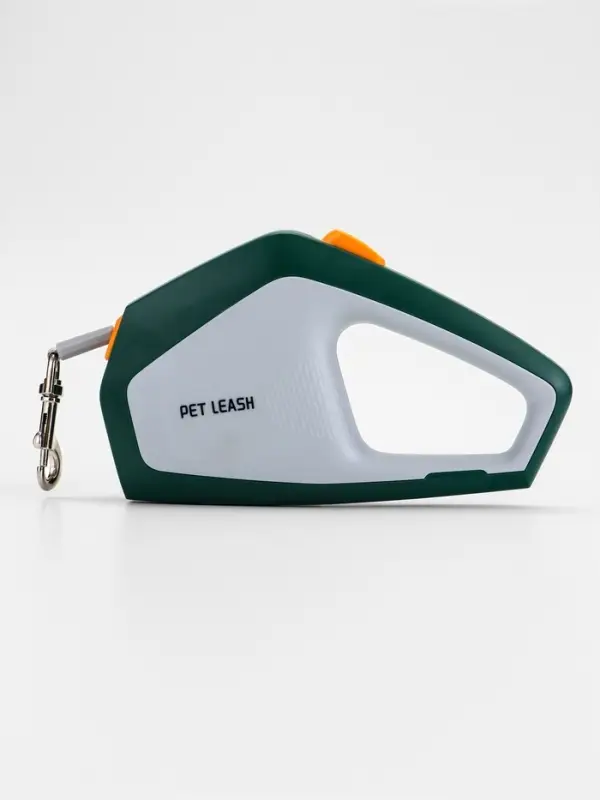 Рулетка - поводок для собак, лента 3 метра, белая, зелёная