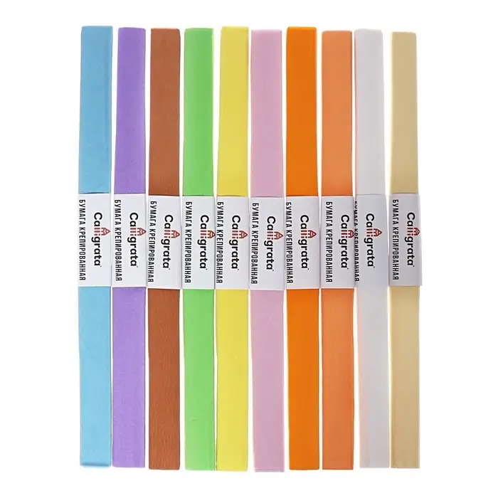 Набор бумаги крепированной в рулоне, 10 штук/10 цветов, 50&times;200 см, 30 г/м&sup2;