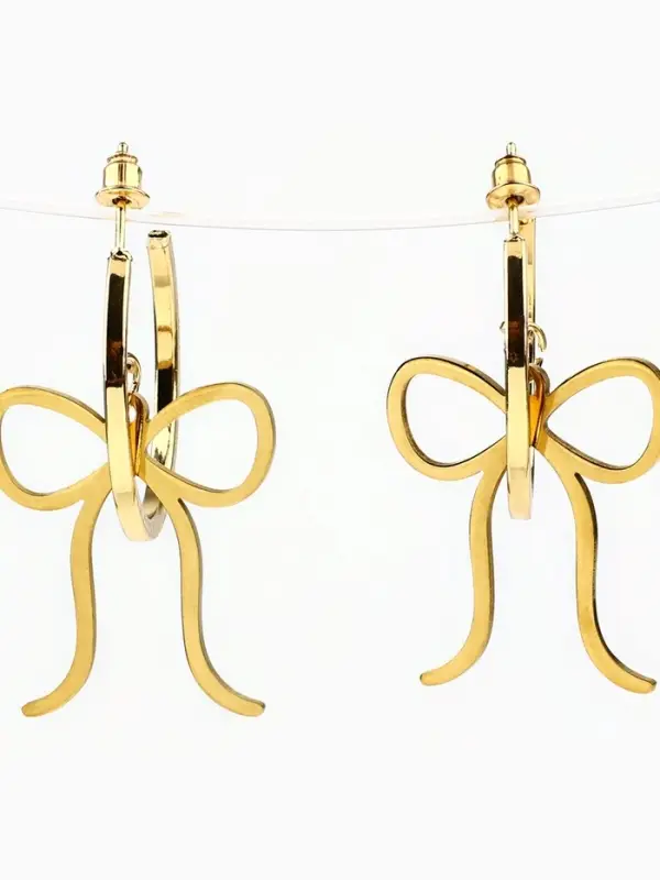 Серьги кольца с подвесом бантом Limited edition, 3 см