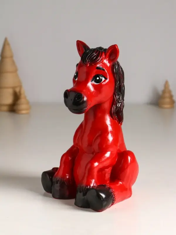 Копилка "Огненный конь" 20 см, красный