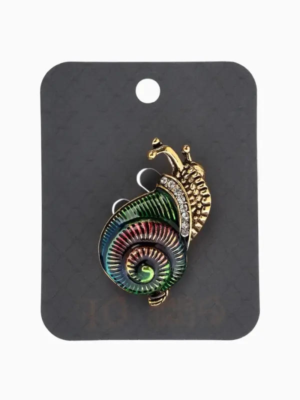 Брошь "Улитка", цветная в чернёном золоте