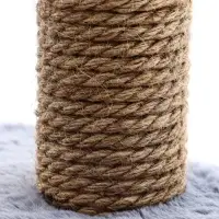 Домик для кошек с когтеточкой, овальной полкой, джут, 51×31×87 см, серый