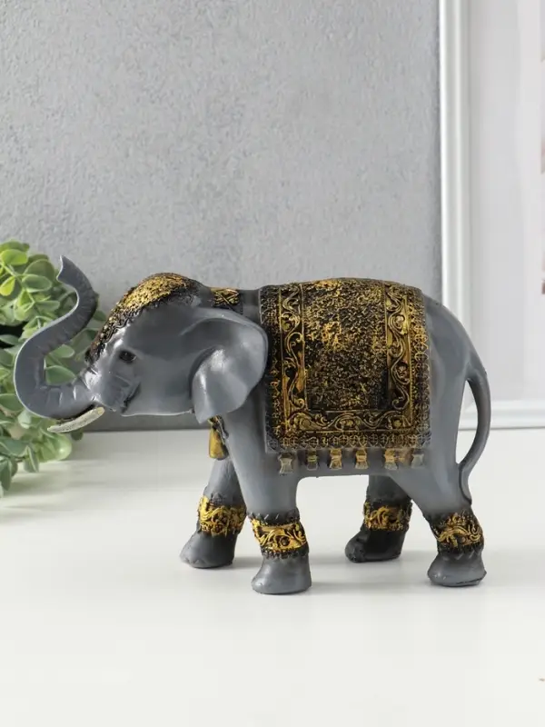 Фигура полистоун &laquo;Слон&raquo;, под серебро, 20&times;28 см