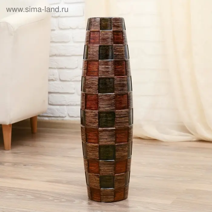 Ваза напольная &laquo;Индиго&raquo;, бочонок, 17&times;60 см, керамика, коричневая