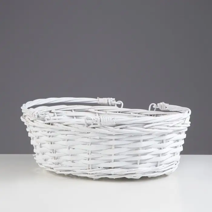 Корзина плетеная с подвижными ручками, 33 х 26 х 11см, белая