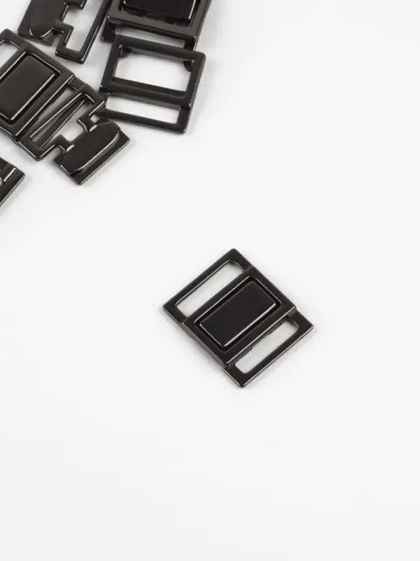 Застёжка для купальника, металлическая, 15 мм, 5 шт., цвет чёрный никель