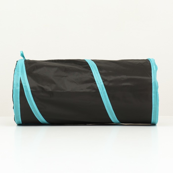 Туннель для кошек с игрушкой, 50 х 25 см, черный/голубой Туннель для кошек с игрушкой, 50 х 25 см, черный/голубой