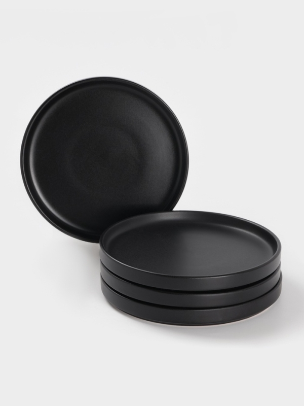 Набор тарелок Доляна «Гранит», 4 шт., d=20 см, керамика, чёрный Набор тарелок Доляна «Гранит», 4 шт., d=20 см, керамика, чёрный