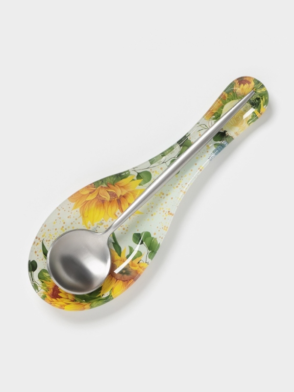 Подставка под ложку Доляна «Подсолнухи», 23,5×8,3×1,5 см, стекло, рисунок Подставка под ложку Доляна «Подсолнухи», 23,5×8,3×1,5 см, стекло, рисунок