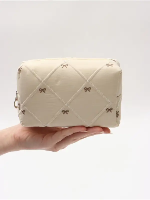 Косметичка кирпичик бантики, 19*8*10, бежевый