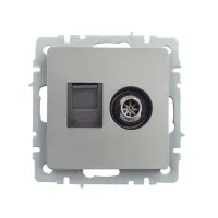 BRITE Розетка двойная TV+RJ45 кат.5E РТВ/РК12-БрС сталь