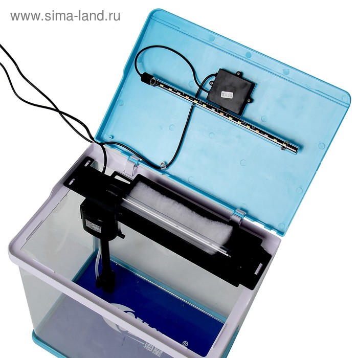 Аквариум SeaStar HX-390F в комплекте: LED-лампа 3х цветная, 7 режимов, фильтр, 30 л, голубой Аквариум SeaStar HX-390F в комплекте: LED-лампа 3х цветная, 7 режимов, фильтр, 30 л, голубой