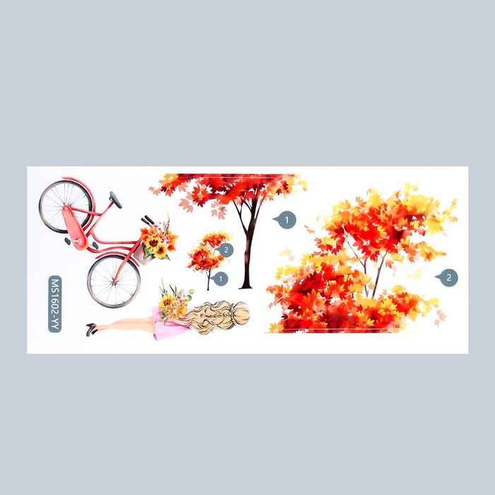 Наклейка пластик интерьерная на выключатель Наклейка пластик интерьерная на выключатель "Осень. Прогулка на велосипеде" 11х25 см