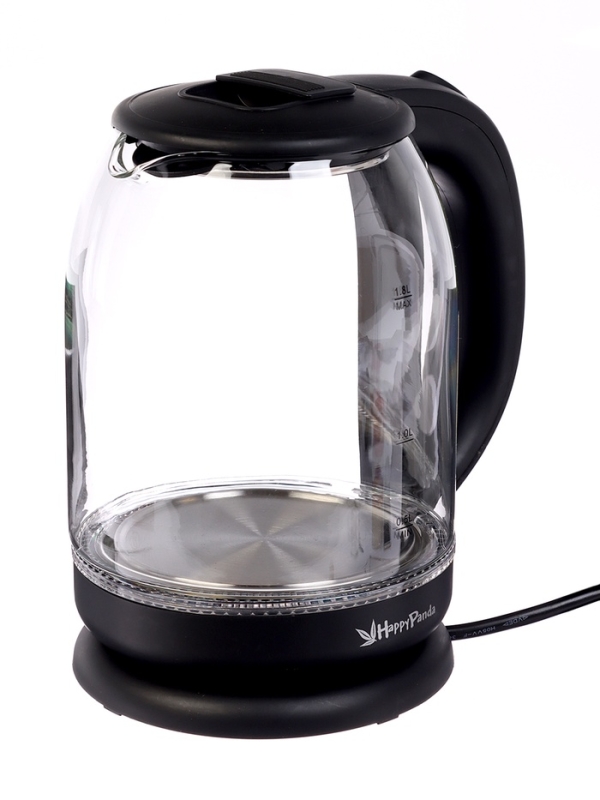 Чайник электрический Happy panda HP-2709SPBK, стекло, 1.8 л, 1800 Вт, чёрный Чайник электрический Happy panda HP-2709SPBK, стекло, 1.8 л, 1800 Вт, чёрный