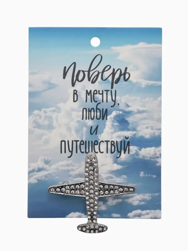 Брошь &laquo;Самолёт туристический&raquo;, белая в серебре