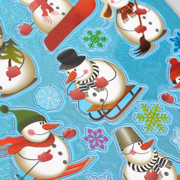 Наклейка пластик Наклейка пластик "Активный снеговик" 24,5х19,5 см