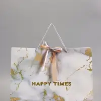 Пакет подарочный "Мрамор" , белый , с бантиком, 43 х 32 х 14 см