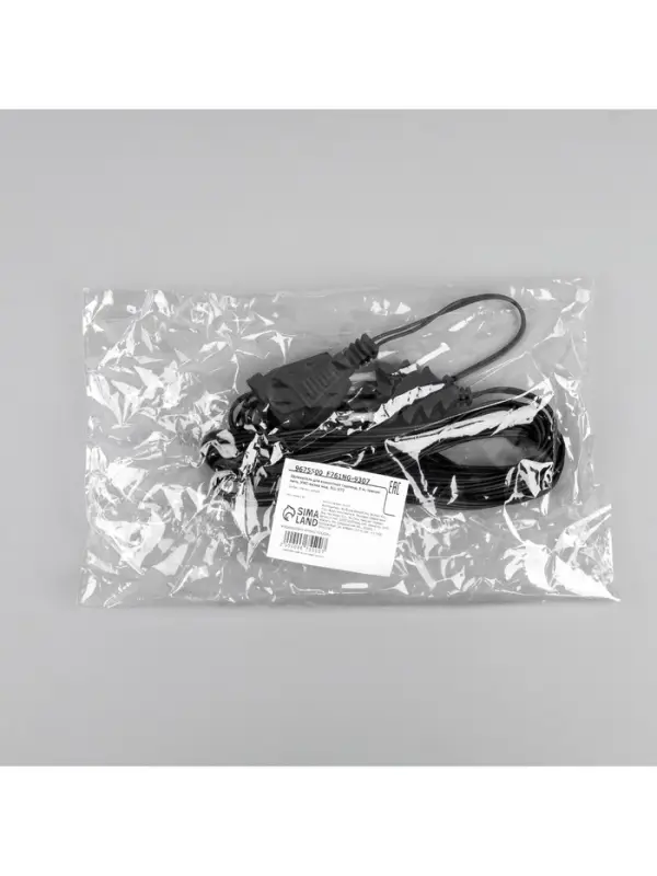 Удлинитель для комнатных гирлянд, 5 м, тёмная нить, УМС-вилка