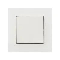 Выключатель проходной TOT Glossy Glass, 10 А, 1 клавиша, скрытый монтаж, стеклянная рамка, белый