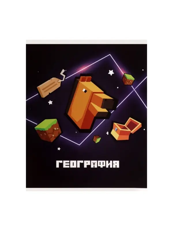 Предметная тетрадь по географии Calligrata &laquo;Пиксели&raquo;, 36 листов, в клетку, со справочным материалом, обложка из мелованного картона