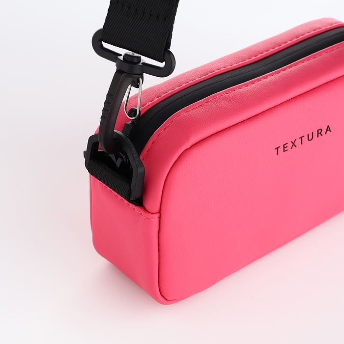 Сумка женская на молнии, TEXTURA, маленький размер, длинный ремень, цвет фуксия Сумка женская на молнии, TEXTURA, маленький размер, длинный ремень, цвет фуксия