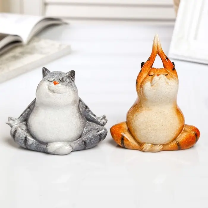 Фигурка полистоун лак &laquo;Котик-йог&raquo;, 10&times;7.5&times;9 см, МИКС