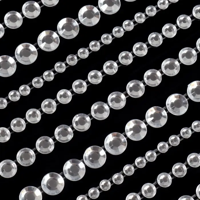 Стразы для декора, на клеевой основе, 27&times;10 см, d=3/4/5/6 мм, цвет серебристый