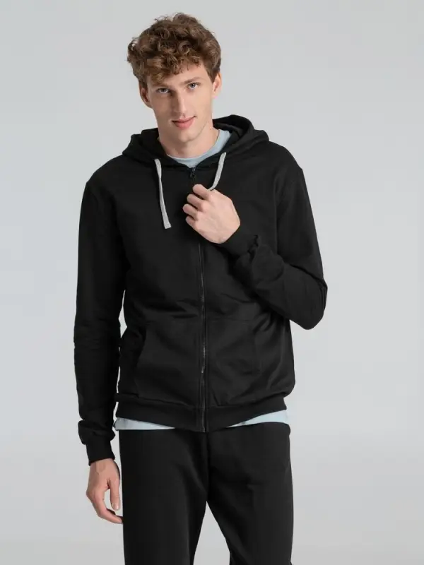 Толстовка на молнии с капюшоном Unit Siverga черная, размер XS Толстовка на молнии с капюшоном Unit Siverga черная, размер XS